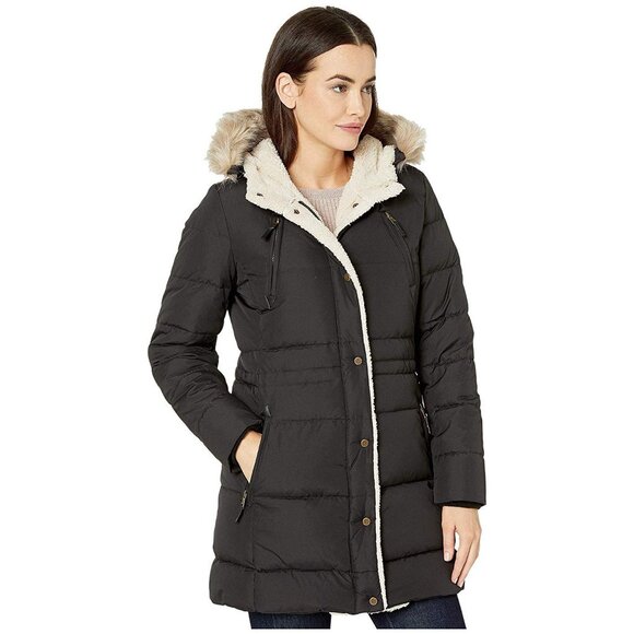 Lauren Ralph Lauren Black Sherpa Hooded Coat Jacket for Women, Medium New - Picture 3 of 6